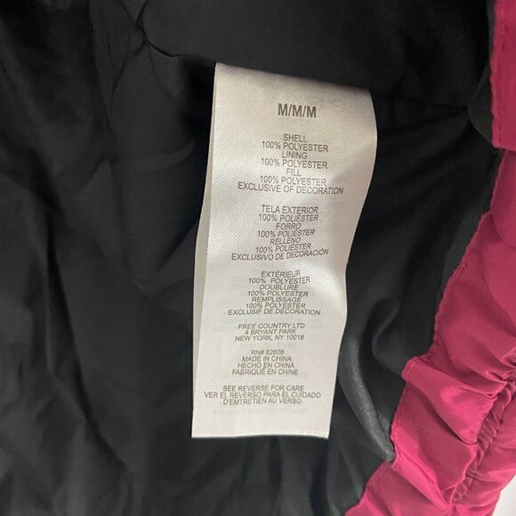 Free Country Puffer Vest Jacket Women's Sz M Full Zipper Pockets Burgundy Black - Picture 11 of 11